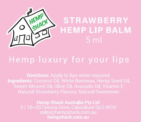 Hemp Moisturising Lip Balm 5ml - With Strawberry and Vitamin E