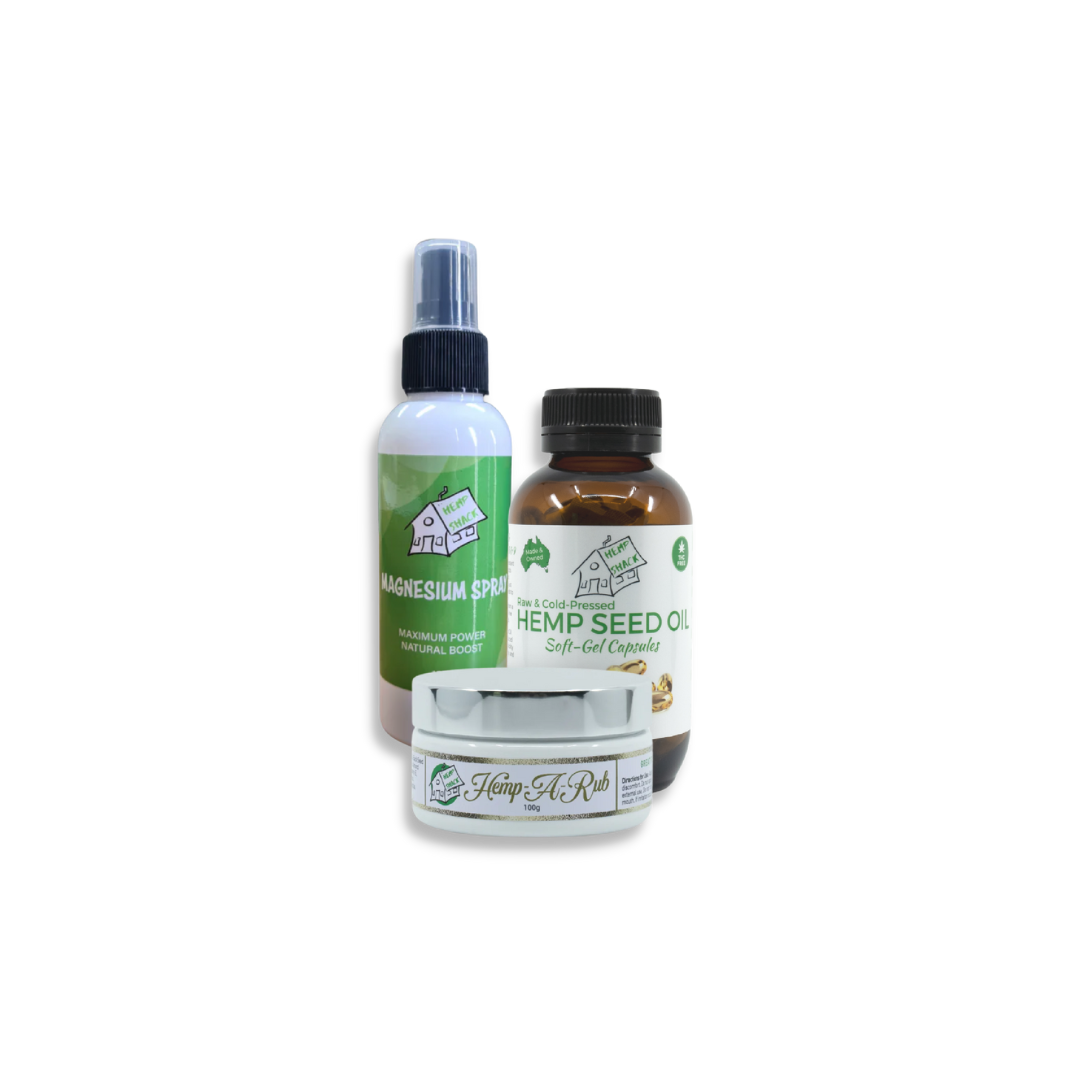 Hemp Active Pack - Magnesium Spray, Hemp Seed Oil and Hemp Rub