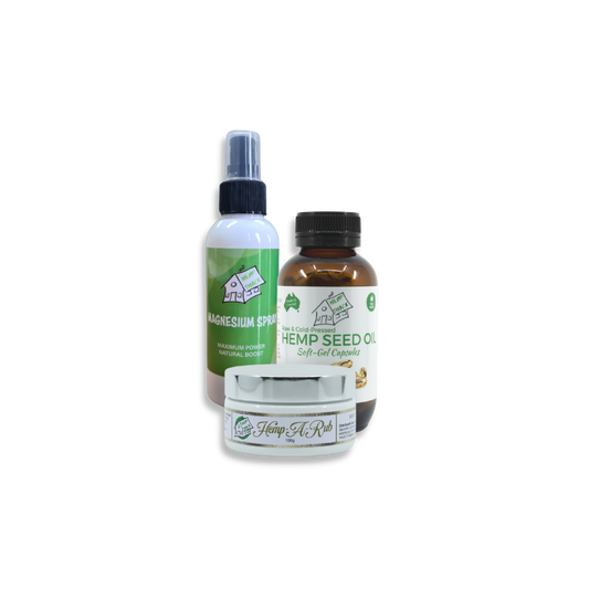 Hemp Active Pack - Magnesium Spray, Hemp Seed Oil and Hemp Rub